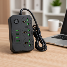 Сетевой фильтр Удлинитель с USB Т-61 (3×220В+3×USB+1×Type-C), , Черный 2m