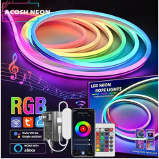 Умная LED Neon RGB неоновая лента 5 м USB с пультом и приложением, гибкая декоративная подсветка