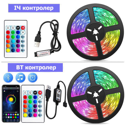Светодиодная лента 5050 RGB – 16 цветов, IP65, 55 люмен, 9000 часов работы от USB 5V с Bluetooth и мобильным приложением №2