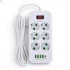 Удлинитель сетевой ТК-5 F06u 3м 6 розеток + 3USB + 1 Type-C, 2500Вт, белый, с защитой и креплением