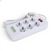 Удлинитель сетевой ТК-5 F06u 3м 6 розеток + 3USB + 1 Type-C, 2500Вт, белый, с защитой и креплением