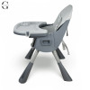Стільчик для годування BAMBI M 5722 Gray, регульований, знімний столик, 5-точковий ремень, колеса, екошкіра