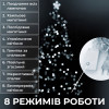 Гирлянда нить 14м на 300 LED лампочек светодиодная черный провод 8 режимов работы Белый