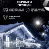 Гирлянда уличная светодиодная 100 LED 3 метра белая проволока бахрома 18 нитей Белый