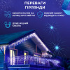 Гирлянда уличная светодиодная 100 LED 3 метра белая проволока бахрома 18 нитей Синий