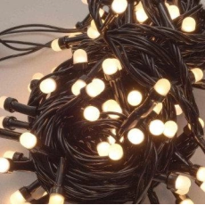 Гірлянда Куля матова 100 ламп Провід силікон чорний Теплий білий
