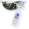 Гирлянда "Роса" зеленая проволока - USB, с пультом д/у, теплый свет, 30 м, 300 диодов