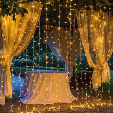 Гірлянда штора світлодіодна GarlandoPro Роса 200LED 2х2м 8 ліній 8 режимів гірлянда крапля роси Жовтий+пульт