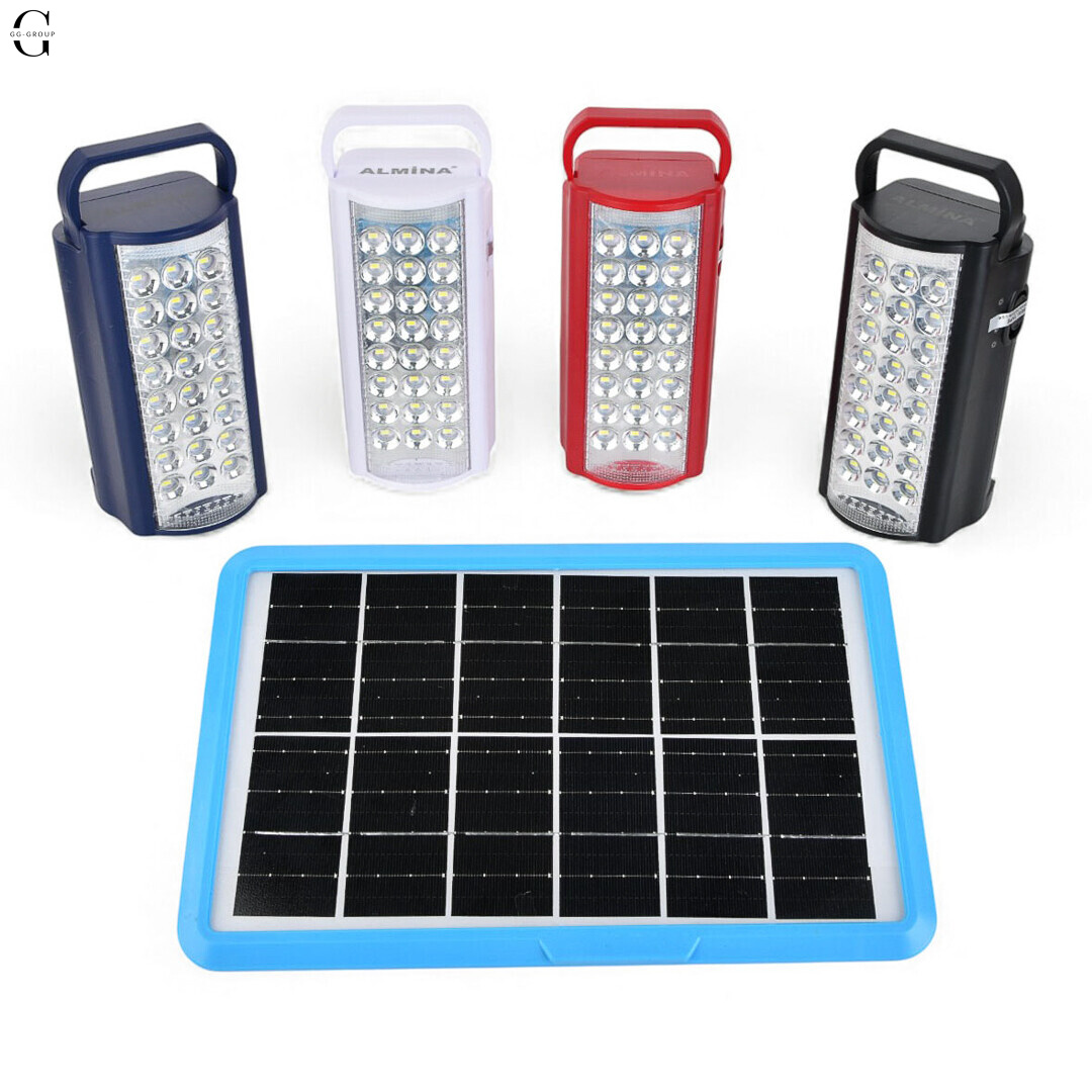 Світлодіодний акумуляторний ліхтар Almina DL-2424 з сонячною батареєю 8 Вт, Power Bank 6V 4Ah