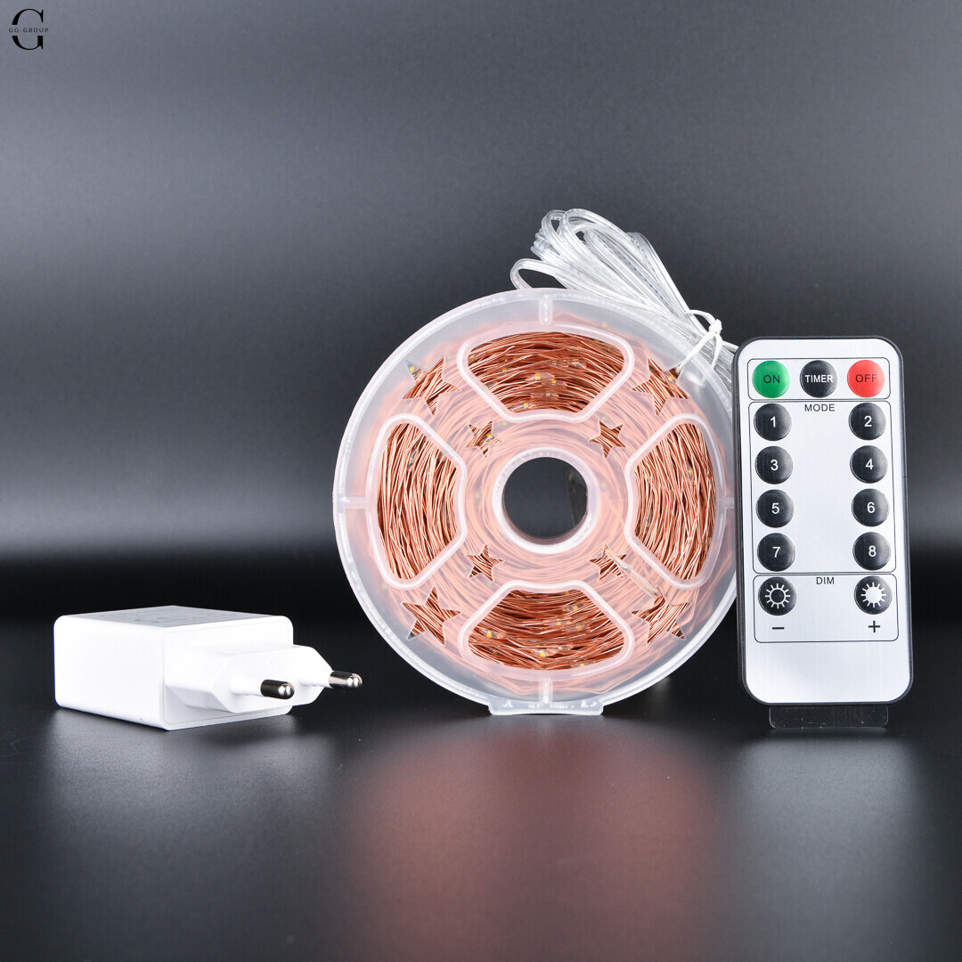 Гірлянда Роса 100 м/1000 High-Brightness LED, IP44, тепле світло, USB + пульт