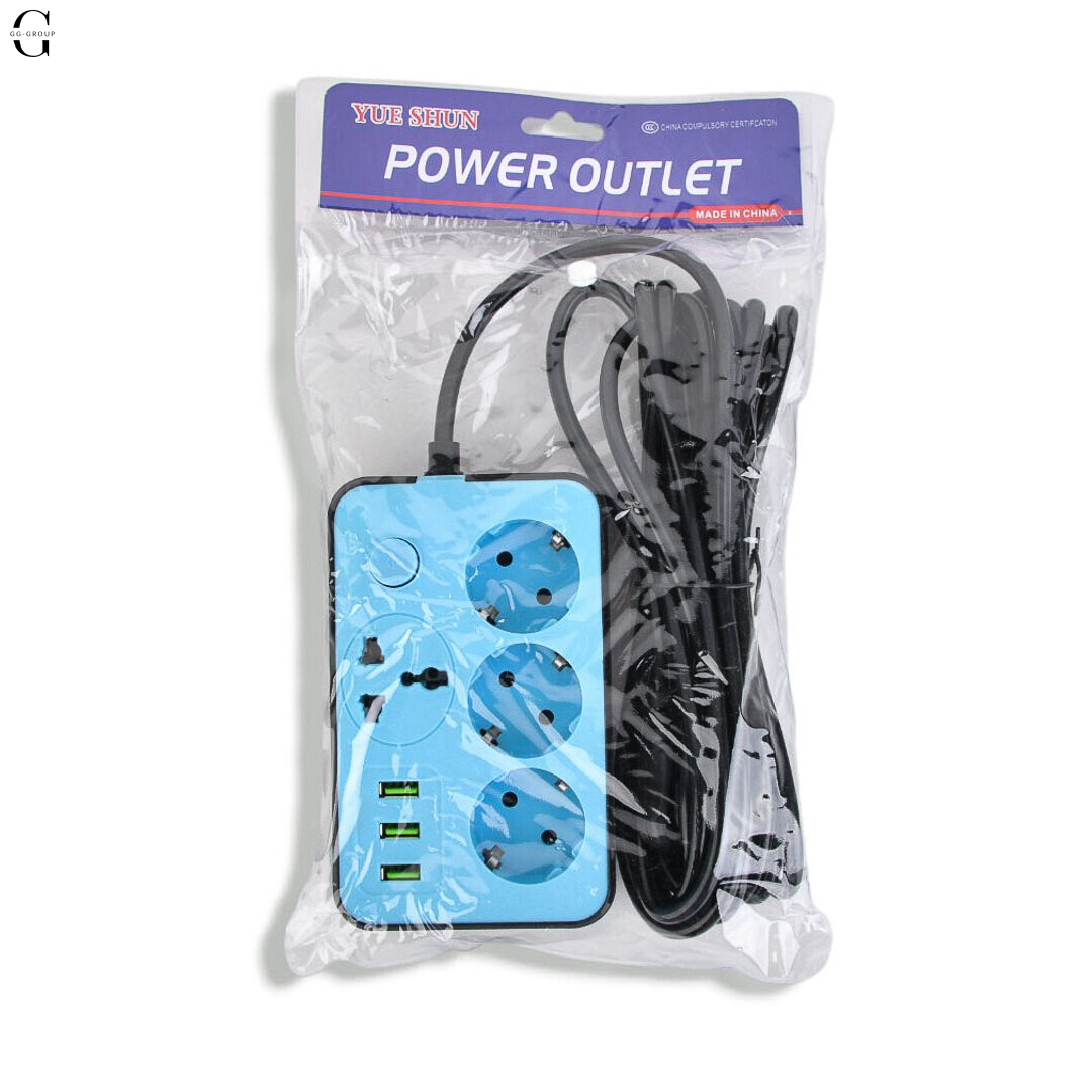 Сетевой фильтр Удлинитель с USB Тк-4 (4×220В+3×USB, Черный 5m