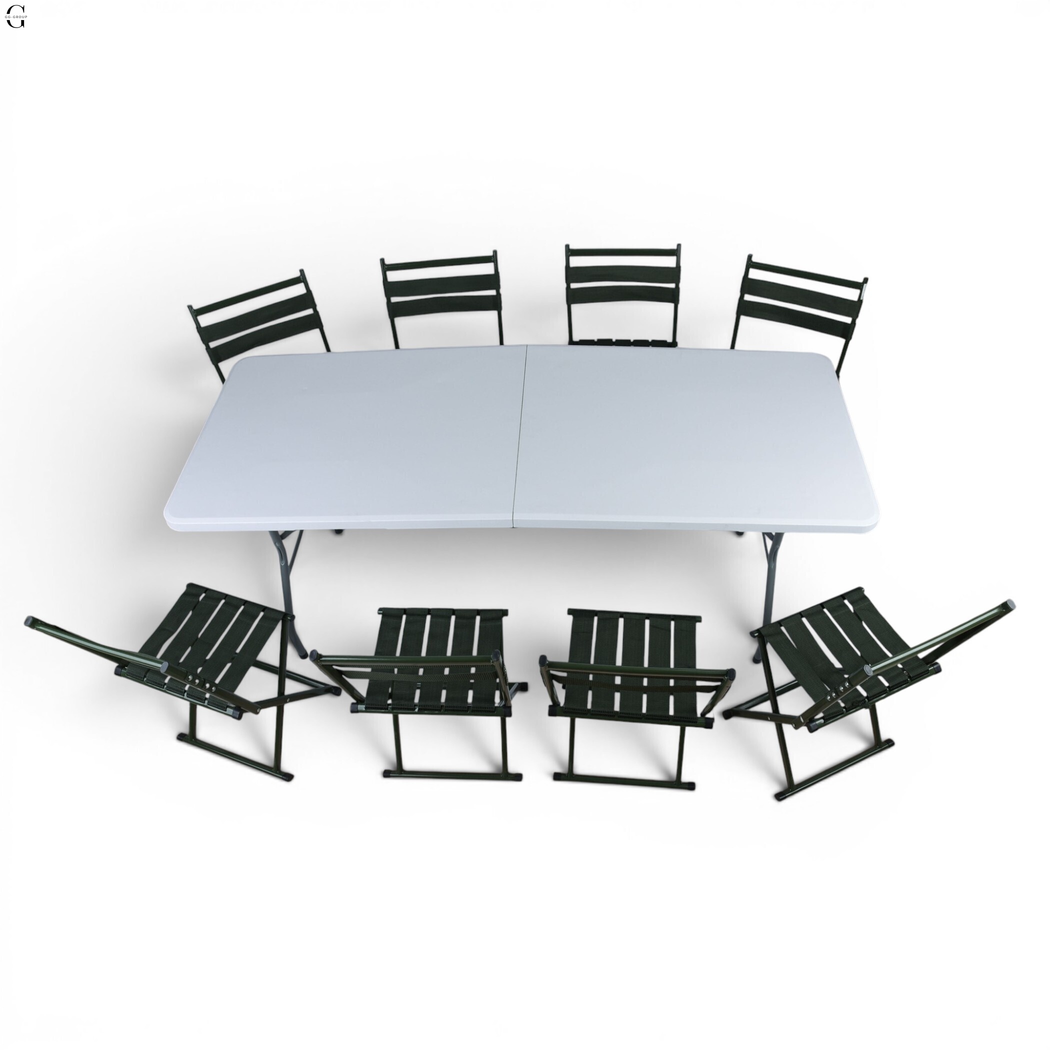 Кемпінговий комплект Travel Table Set — складний стіл HDPE 180 см та 8 туристичних крісел