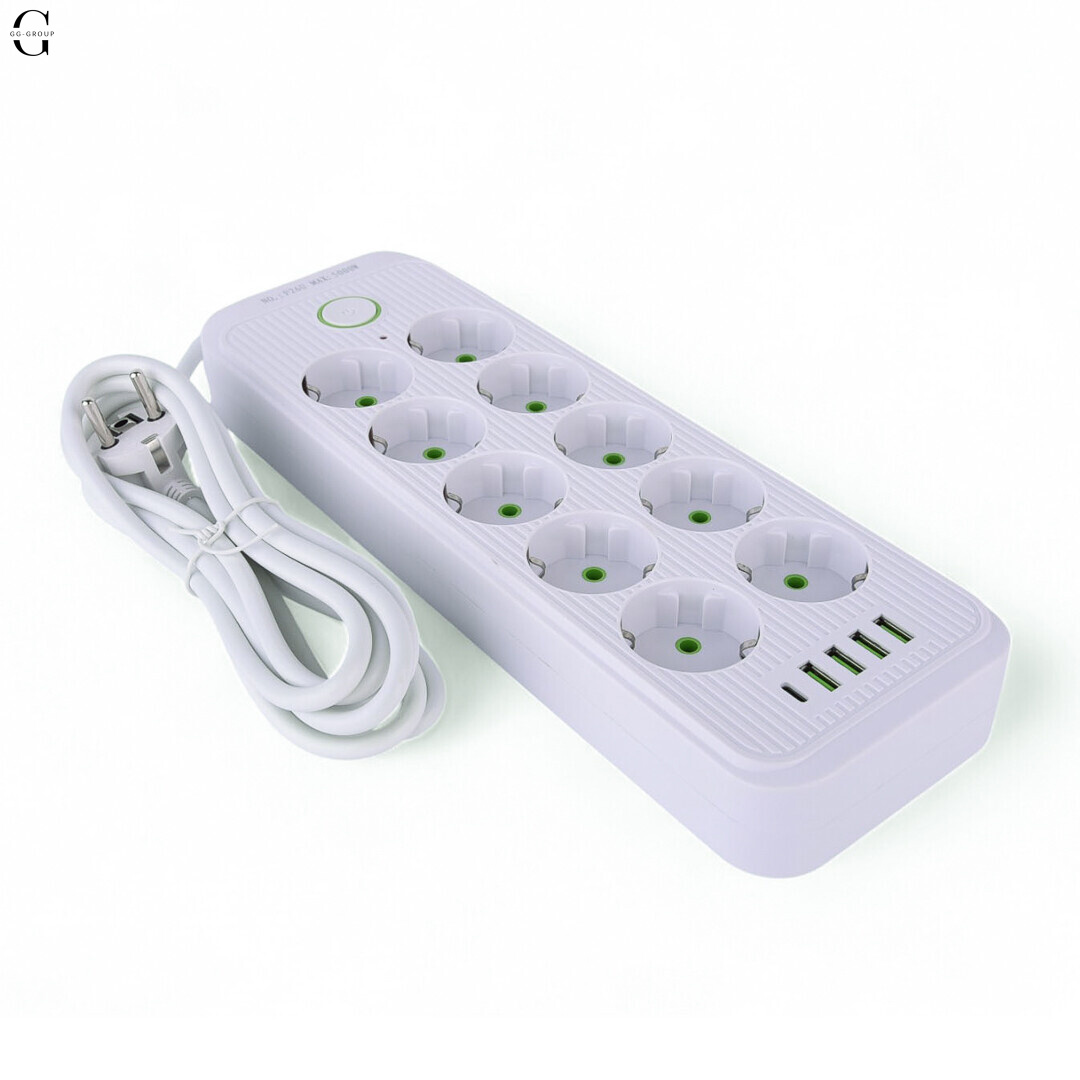 Сетевой фильтр Удлинитель USB ТК-13 (10×220В+4×USB+1×Type-C), F26u, Белый, 3 м
