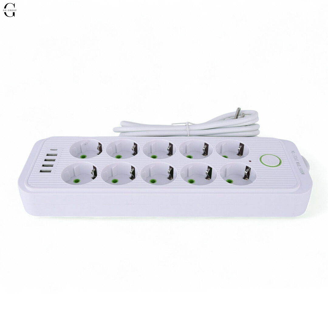 Сетевой фильтр Удлинитель USB ТК-13 (10×220В+4×USB+1×Type-C), F26u, Белый, 3 м