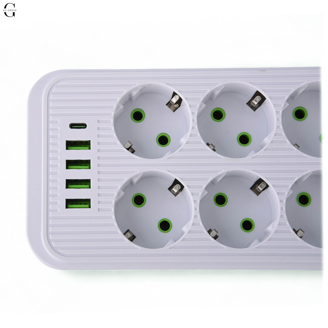 Сетевой фильтр Удлинитель USB ТК-13 (10×220В+4×USB+1×Type-C), F26u, Белый, 3 м