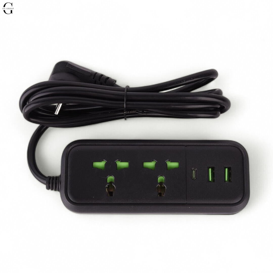 Сетевой фильтр Удлинитель USB Т-56 (2×220В+2×USB+1×Type-C),2m