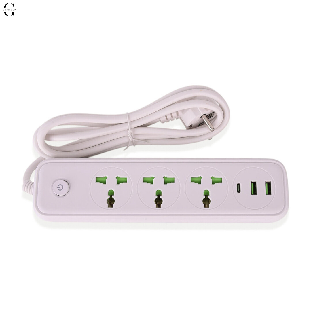 Сетевой фильтр Удлинитель USB Т-58 (3×220В+2×USB+1×Type-C),2m