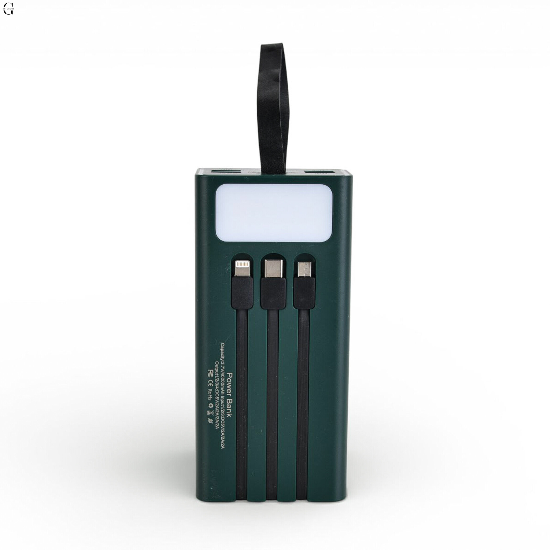 Power bank Повербанк40000 мА·ч с LED-дисплеем и встроенными кабелями