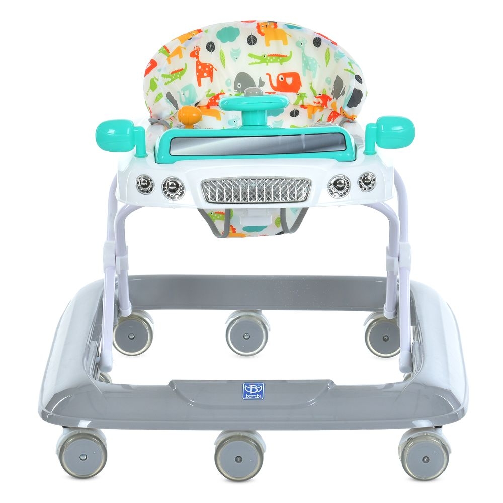 Ходунки BAMBI M 6061-11-4 с музыкой и подсветкой, 8 колес, серые с голубым.