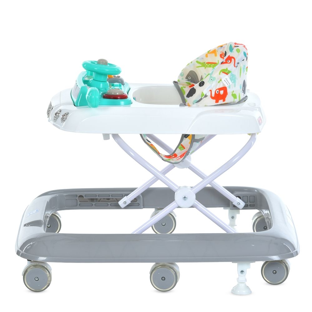 Ходунки BAMBI M 6061-11-4 с музыкой и подсветкой, 8 колес, серые с голубым.
