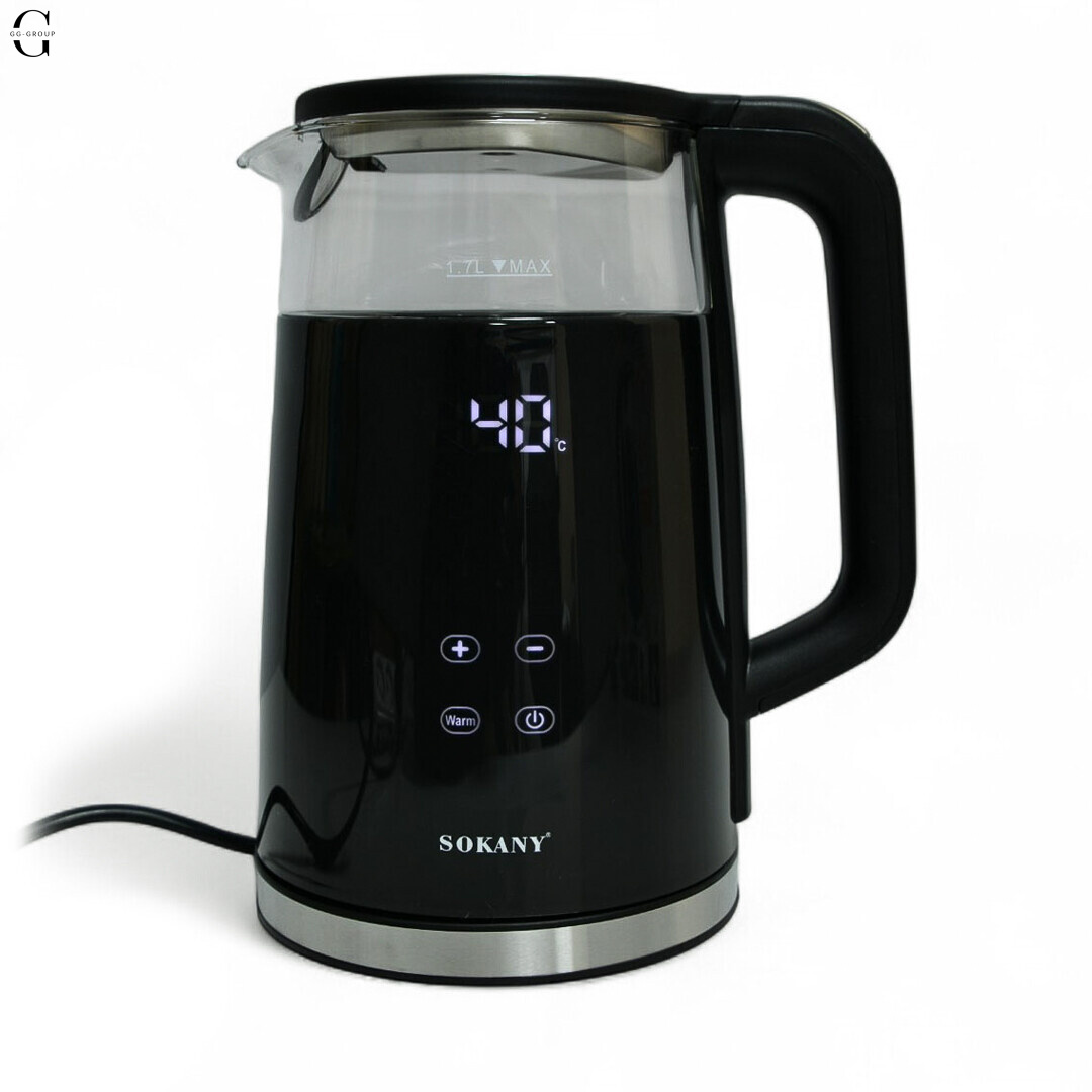 Стеклянный электрочайник Sokany SK-09050 с поддержкой температуры.