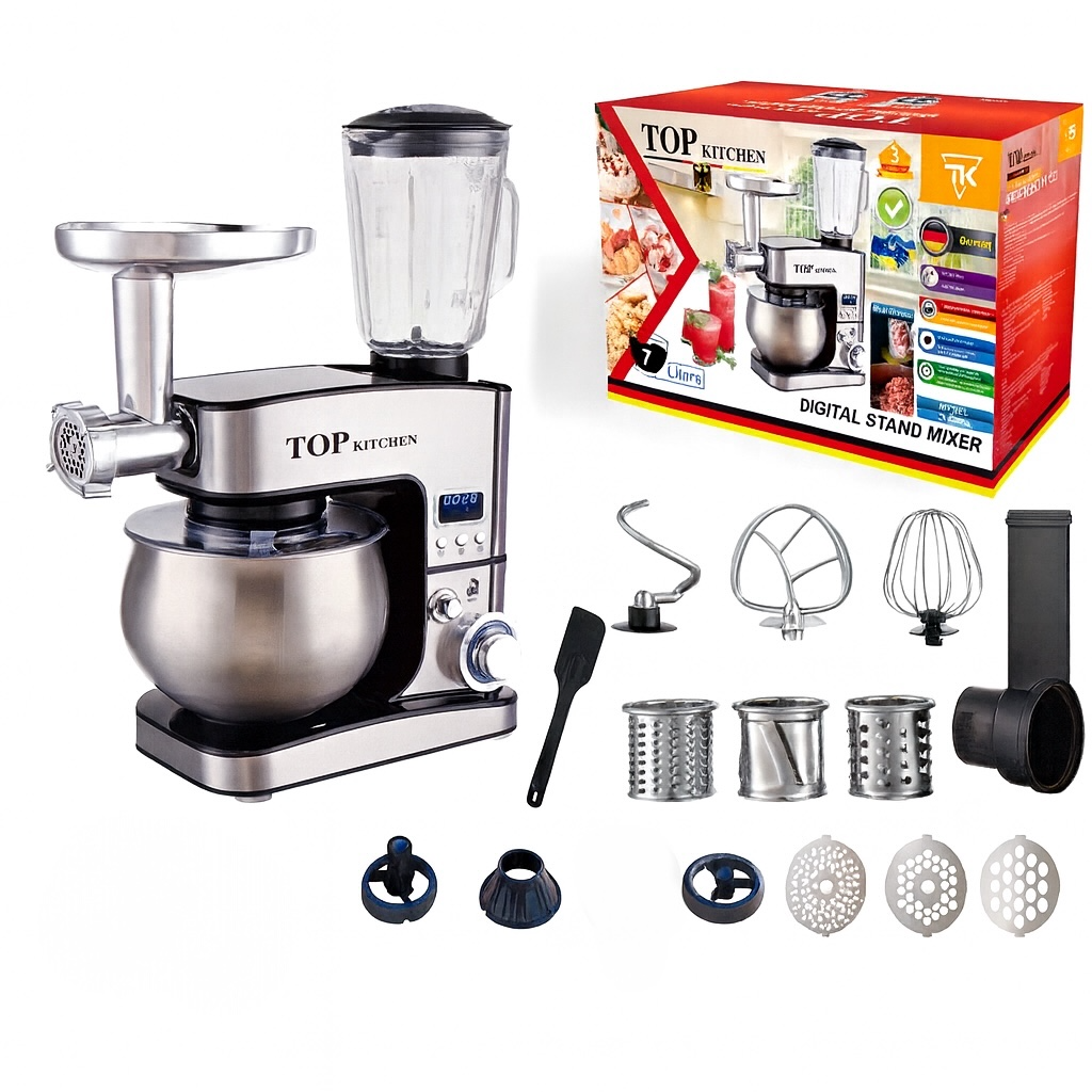 Кухонный комбайн 4в1 Top Kitchen TK00225, 4500Вт — тестомисс 7л, мясорубка, блендер, овощерезка