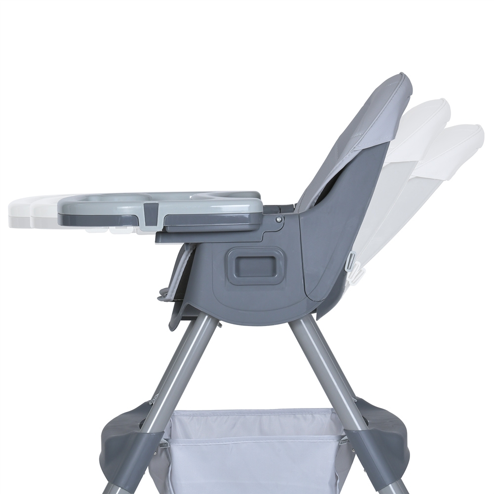 Стільчик для годування BAMBI M 5722 Gray, регульований, знімний столик, 5-точковий ремень, колеса, екошкіра