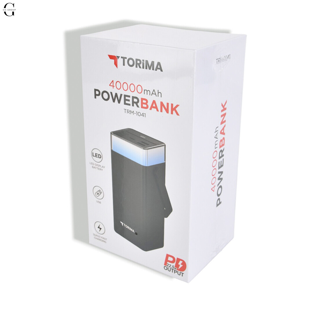 Power Bank Torima TRM-1041 40000mAh 22.5W Fast Charge з LED-дисплеєм та 5 виходами Чорний