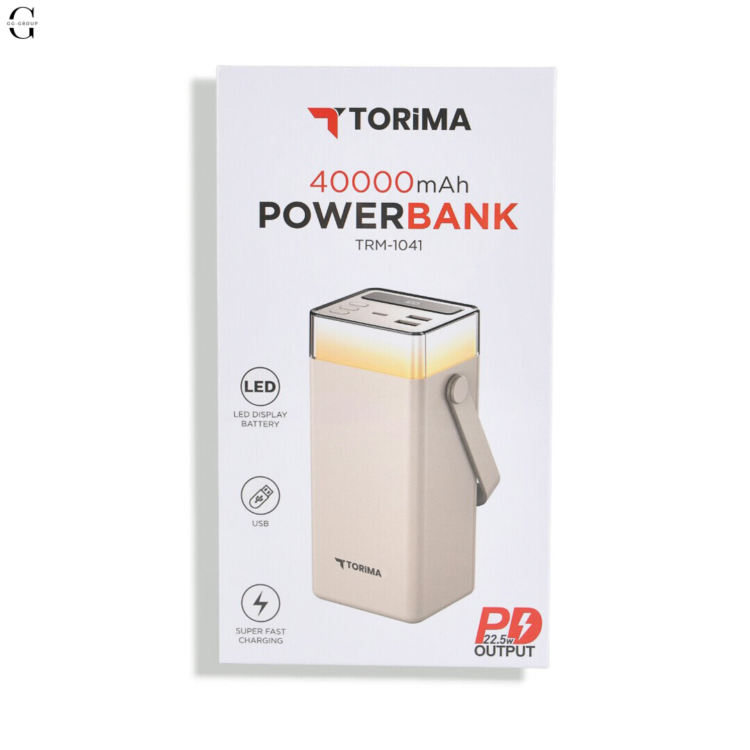 Power Bank Torima TRM-1041 40000mAh 22.5W Fast Charge с LED-дисплеем и 5 выходами Белый