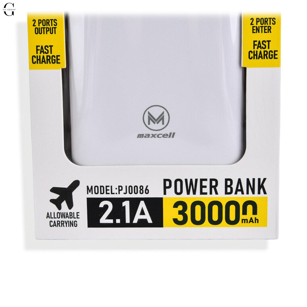Power Bank MAXCELL 30000mAh PJ0086B J91B, зовнішній аккумулятор 2.1A з LED-індикатором