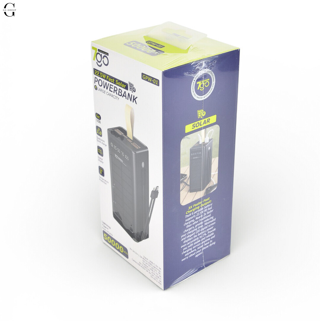 Повербанк Power Bank 7GO GPW-01 50000mAh PD 22.5W — 4 USB, Type-C, Micro-USB, iPhone