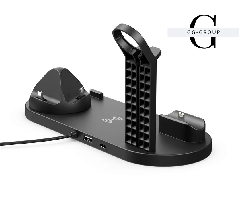 Беспроводное зарядное устройство 5 в 1 подставка для iPhone 15, 14, 13, 12, 11 X, Apple Watch Airpods