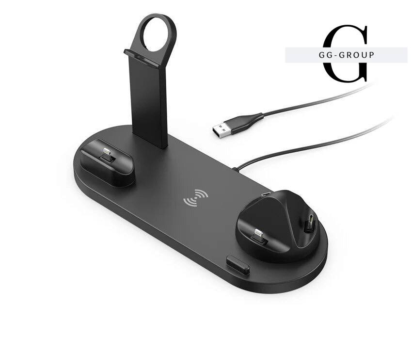 Беспроводное зарядное устройство 5 в 1 подставка для iPhone 15, 14, 13, 12, 11 X, Apple Watch Airpods