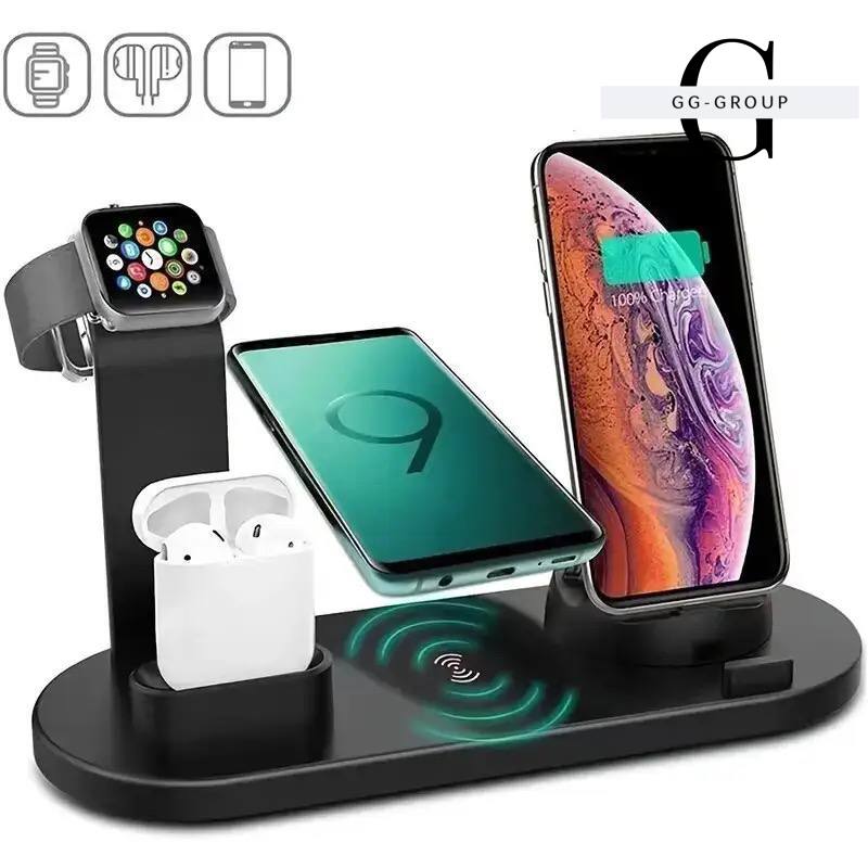 Беспроводное зарядное устройство 5 в 1 подставка для iPhone 15, 14, 13, 12, 11 X, Apple Watch Airpods