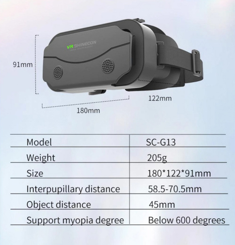 Окуляри віртуальної реальності VR SHINECON SC-G13 Чорний