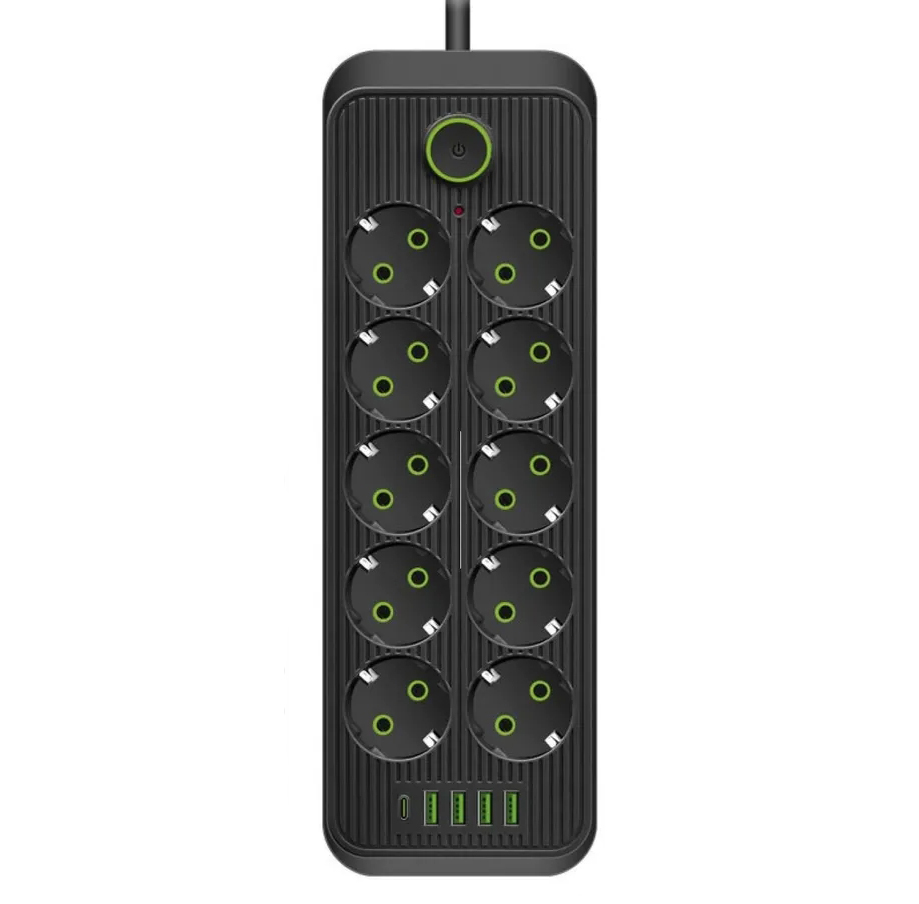 Сетевой фильтр Удлинитель USB ТК-16 (10×220В+4×USB+1×Type-C), F26u, Черный, 5 м