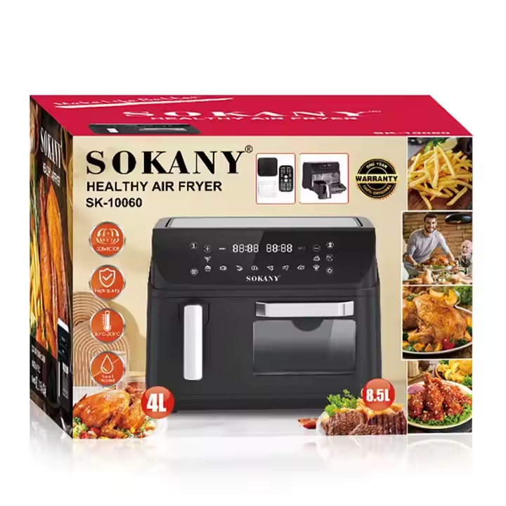 Двухкамерная аэрофритюрница Sokany SK-10060, 2400 Вт, 4+8,5 л, сенсорное управление