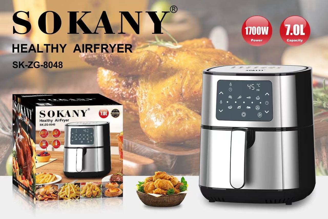 Аэрогриль-фритюрница SOKANY SK-ZG-8048 7 л, 1700 Вт, до 200°C, защита от перегрева