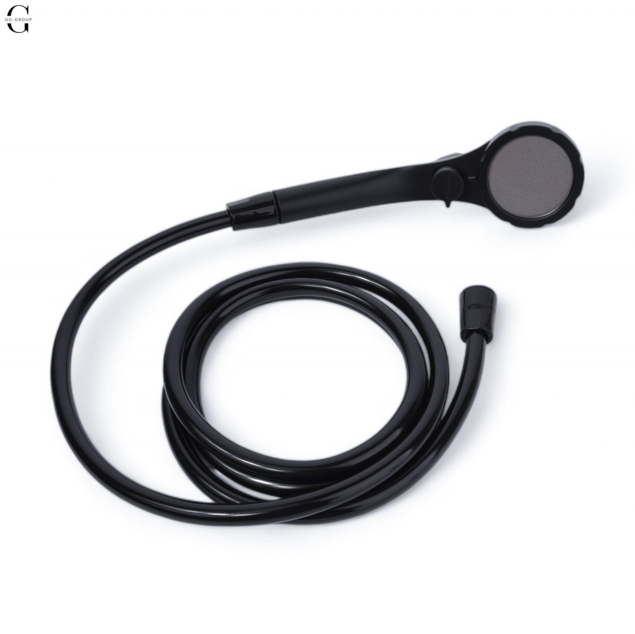 Кемпінговий душ з насосом та дисплеєм температури, з душовою лійкою та шлангом 2M для саду Чорний 6000mAh