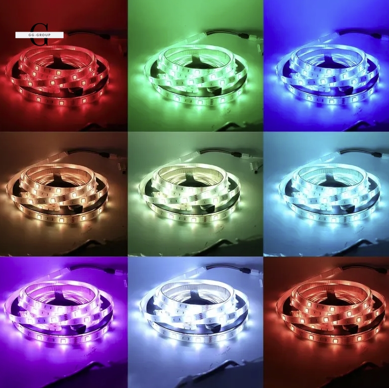 Яскрава та стильна світлодіодна стрічка 5050 RGB - 16 кольорів, IP65, 55 люмен, 9000 годин роботи від USB 5V з Bluetooth З мобільним додатком