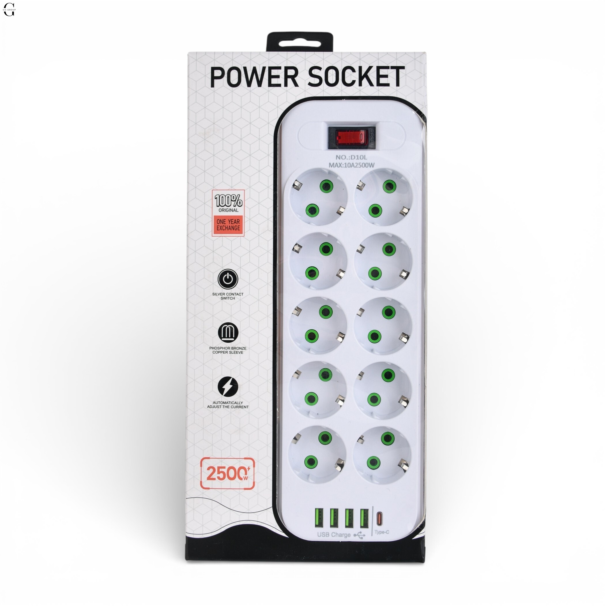Сетевой фильтр Удлинитель USB ТК-15 (10×220В+4×USB+1×Type-C), F26u, Белый, 5 м