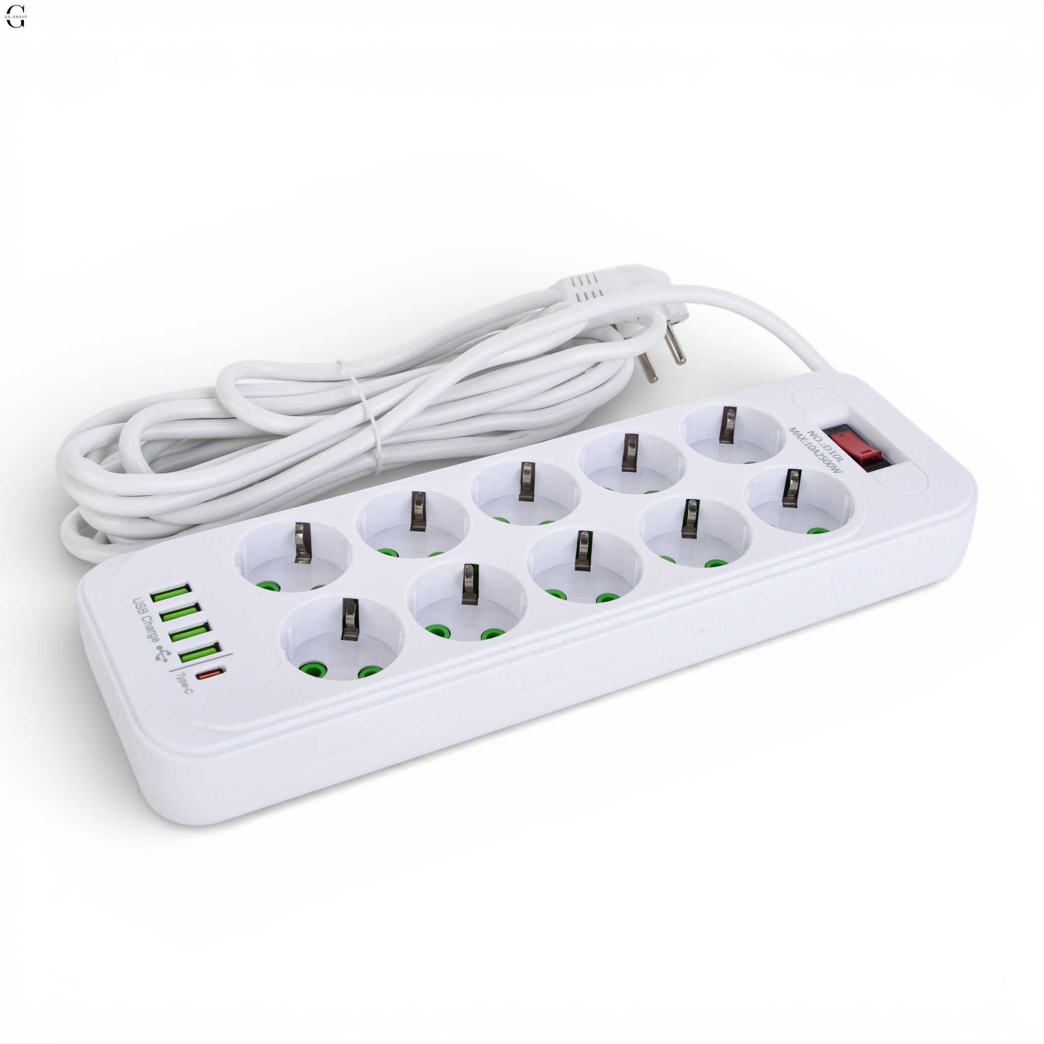 Сетевой фильтр Удлинитель USB ТК-15 (10×220В+4×USB+1×Type-C), F26u, Белый, 5 м