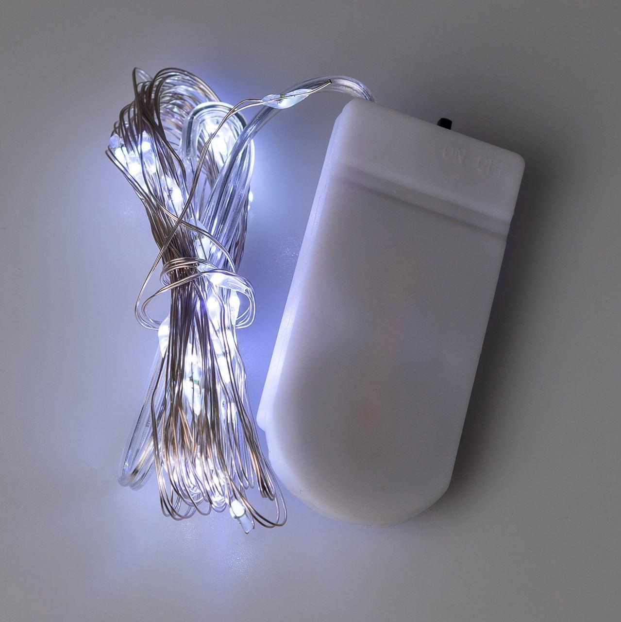 Гірлянда світлодіодна на батарейках GarlandoPro 30LED 3м мідний дріт гірлянди роса Білий