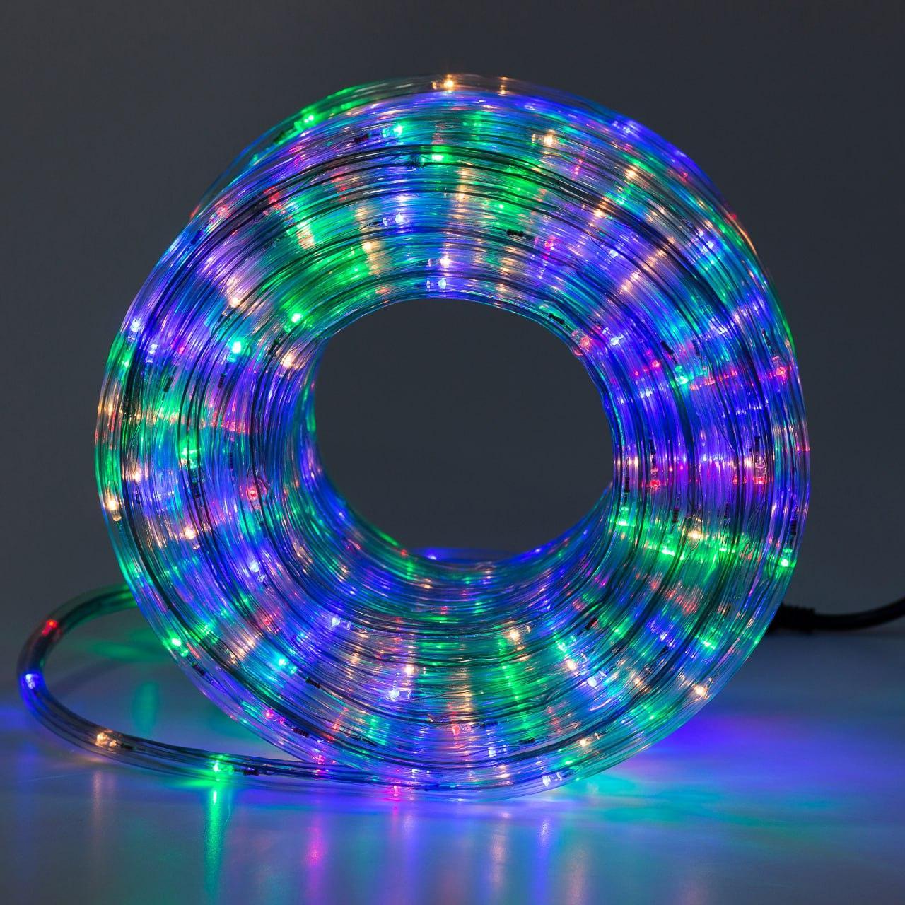 Гирлянда уличная лента светодиодная Дюралайт 900 LED 50м морозостойкая прозрачная проволока Мультиколор