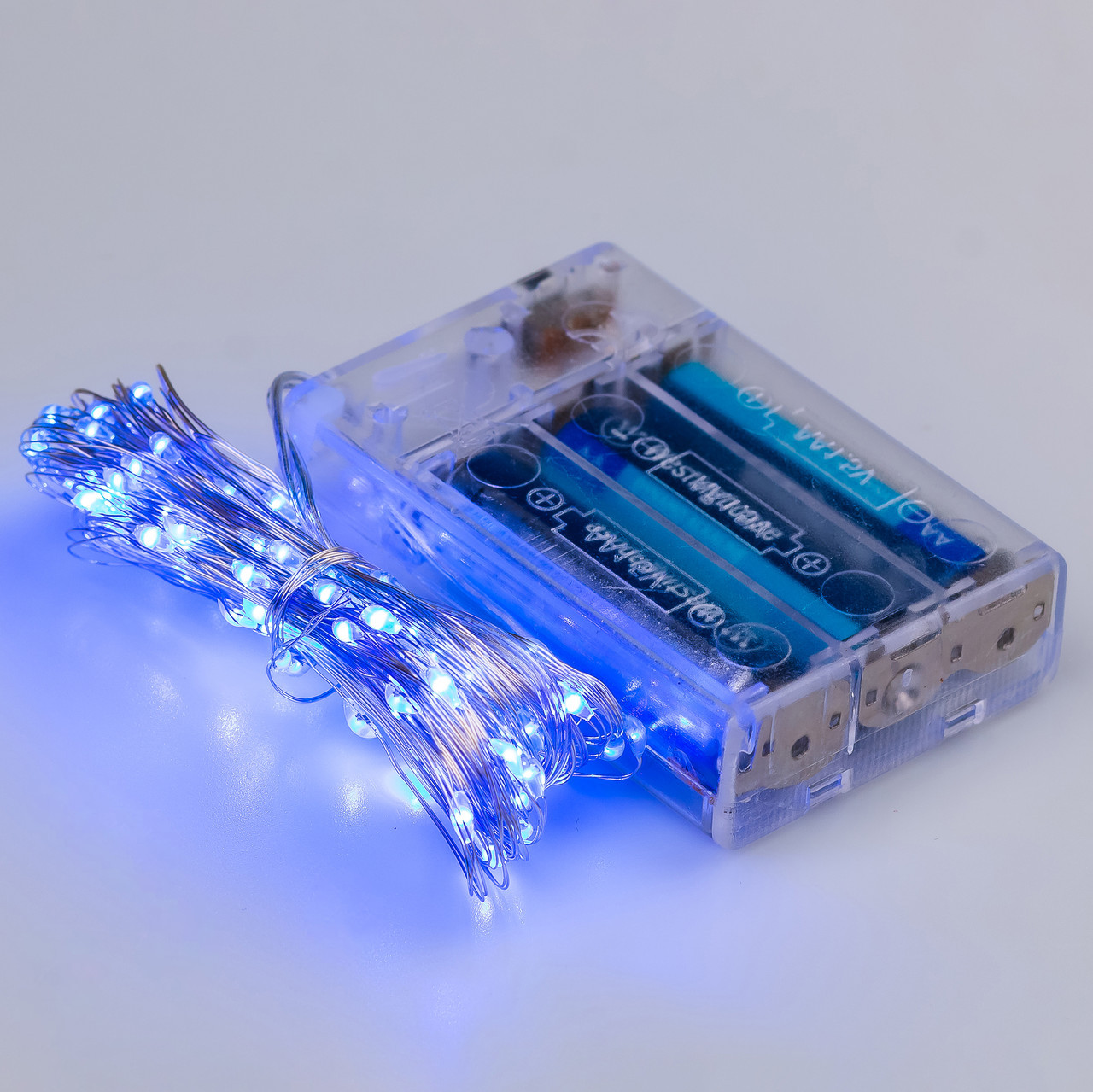 Светодиодная гирлянда на батарейках+USB GarlandoPro 50LED 5м медный провод гирлянды роса Синий