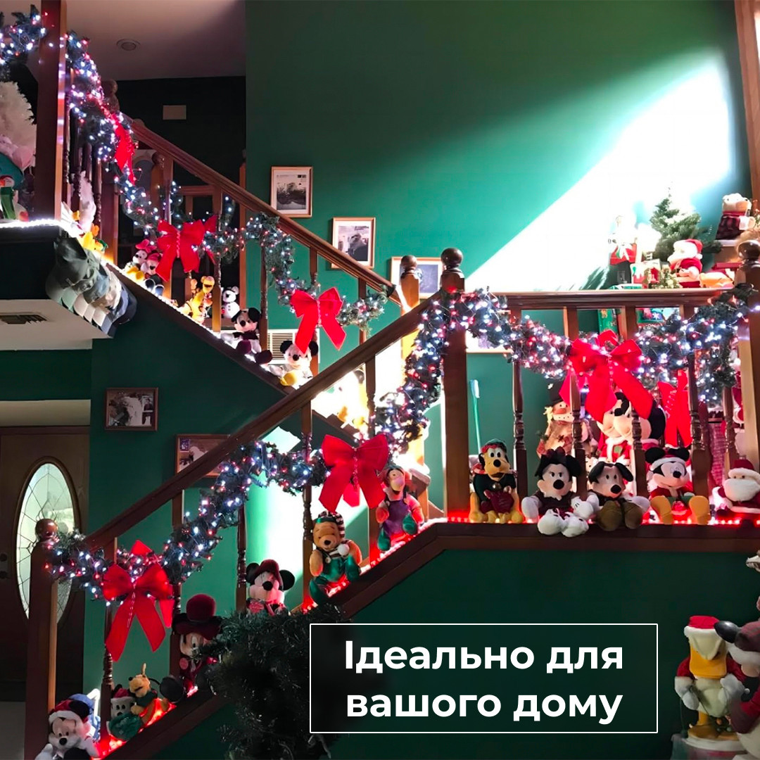 Гирлянда нить 16 м на 400 LED лампочек светодиодная черный провод 8 режимов работы