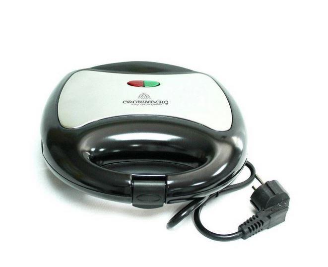 Бутербродниця гриль Crownberg CB-1068 750 Вт для гарячих сендвічів Black/Silver
