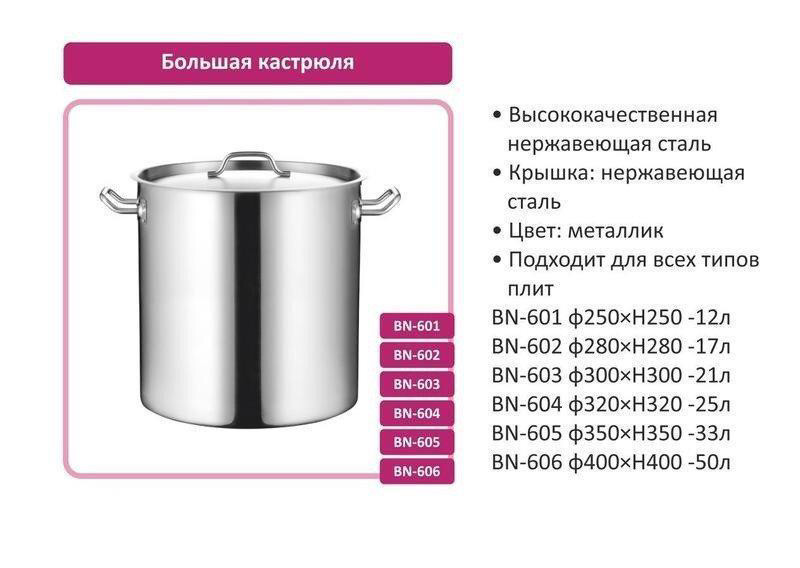 Велика кухонна каструля 50 л з металевою кришкою для дому, закладів та консервування