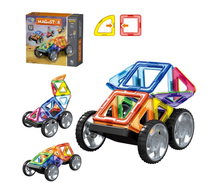 Конструктор LT3001 магнитный, транспорт, 32 детали Magnit/Magical/LIMO TOY