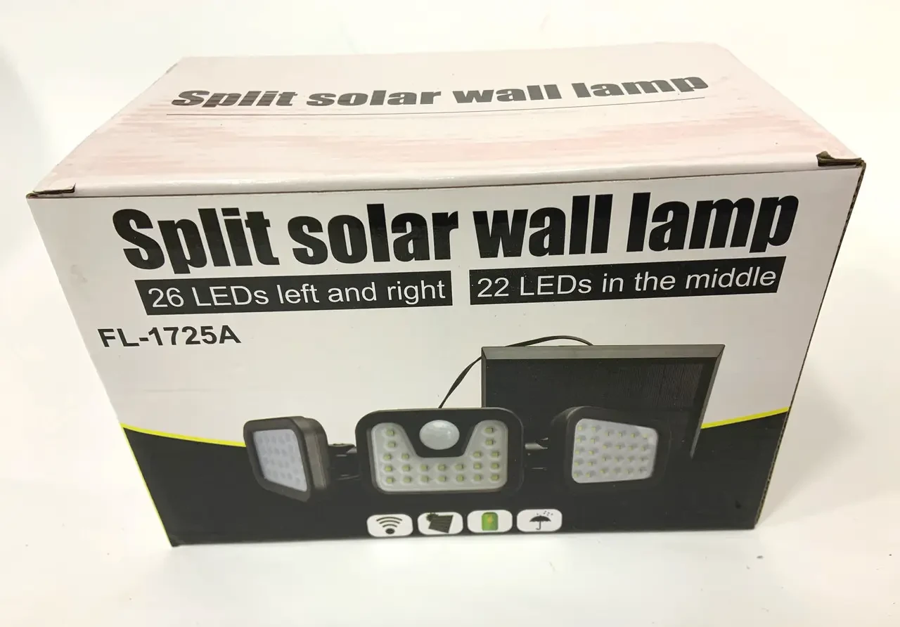 Світлодіодний вуличний ліхтар Split Solar Wall Lamp NF-866/1725 (FL-1725A) на сонячній батареї з датчиком руху